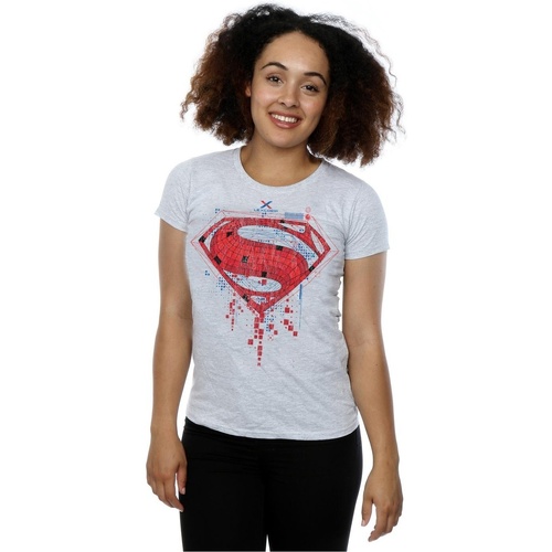 textil Mujer Camisetas manga larga Dc Comics Batman v Superman Geo Logo Gris