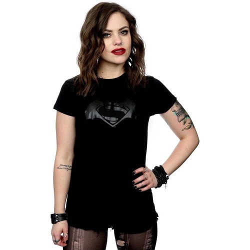 textil Mujer Camisetas manga larga Dc Comics Batman v Superman Logo Print Negro