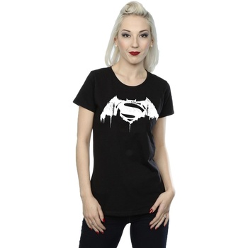 textil Mujer Camisetas manga larga Dc Comics Batman v Superman Beaten Logo Negro