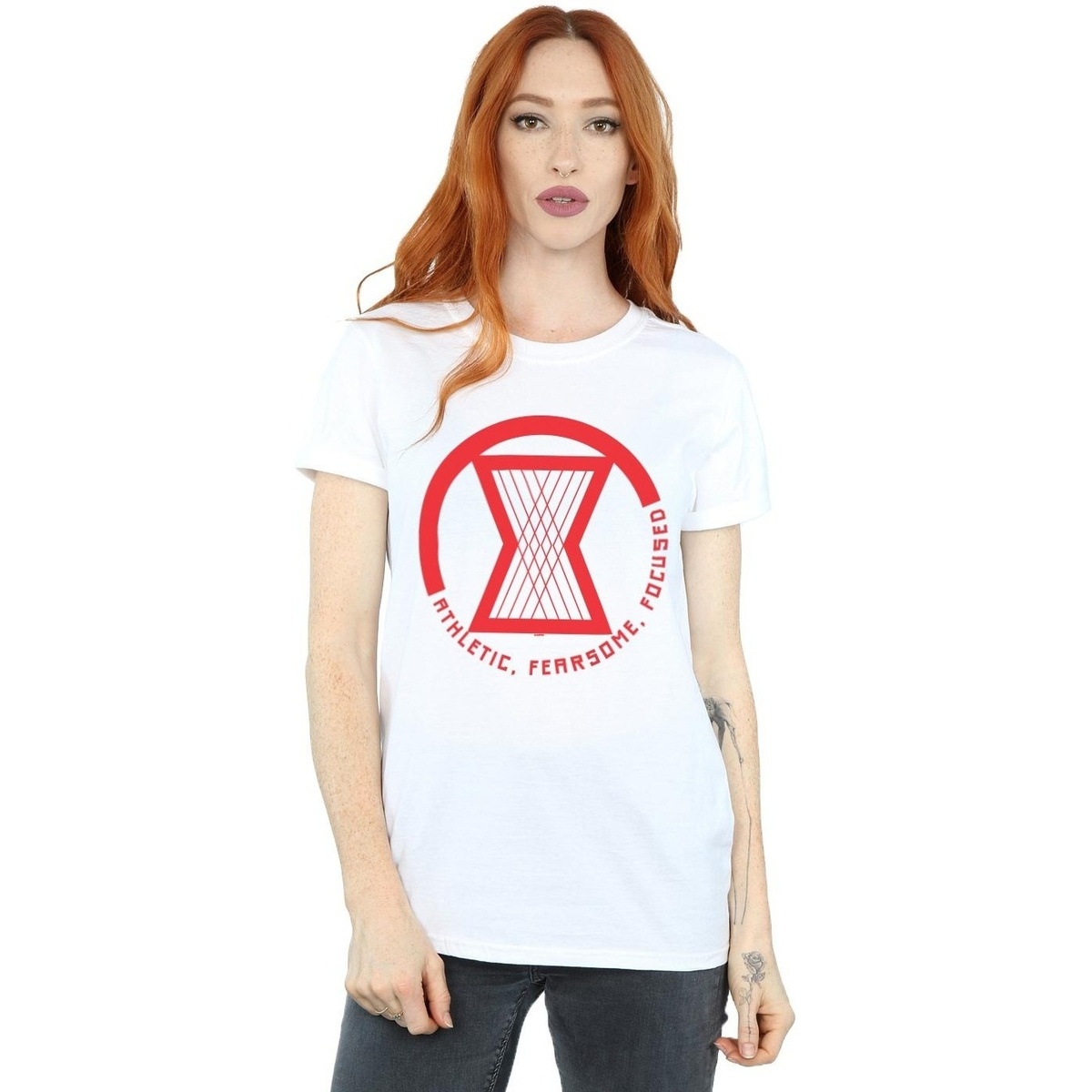 textil Mujer Camisetas manga larga Marvel Black Widow Movie Athletic Logo Blanco