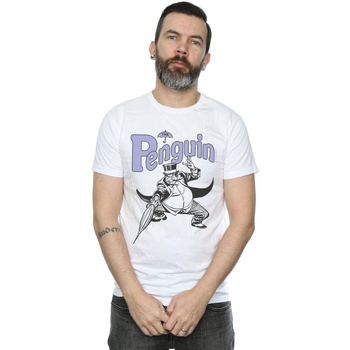 textil Hombre Camisetas manga larga Dc Comics Penguin Mono Action Pose Blanco