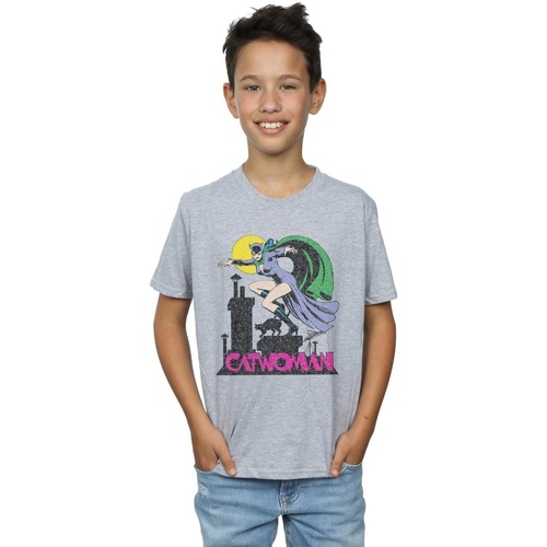 textil Niño Camisetas manga corta Dc Comics Catwoman Crackle Logo Gris