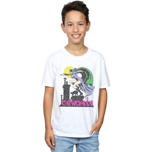 textil Niño Camisetas manga corta Dc Comics Catwoman Crackle Logo Blanco
