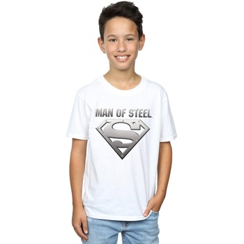 textil Niño Camisetas manga corta Dc Comics Superman Man Of Steel Shield Blanco