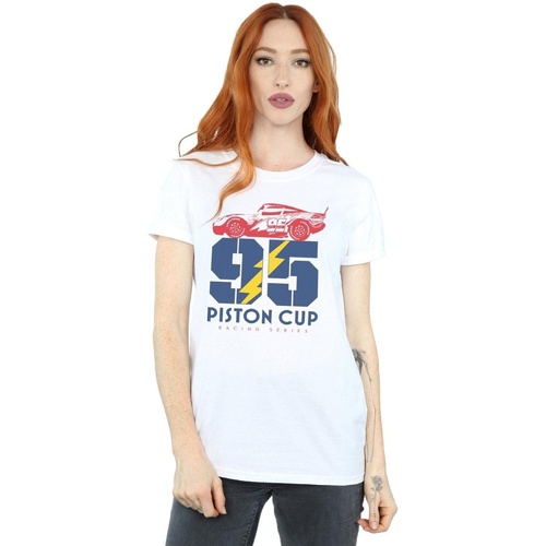 textil Mujer Camisetas manga larga Disney Cars Piston Cup 95 Blanco