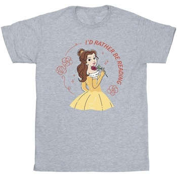 textil Hombre Camisetas manga larga Disney Beauty And The Beast I'd Rather Be Reading Gris
