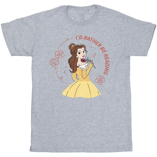 textil Hombre Camisetas manga larga Disney Beauty And The Beast I'd Rather Be Reading Gris