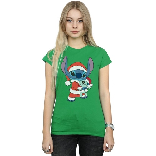 textil Mujer Camisetas manga larga Disney Lilo And Stitch Stitch Christmas Verde