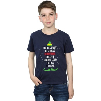 textil Niño Camisetas manga corta Elf Christmas Cheer Text Azul