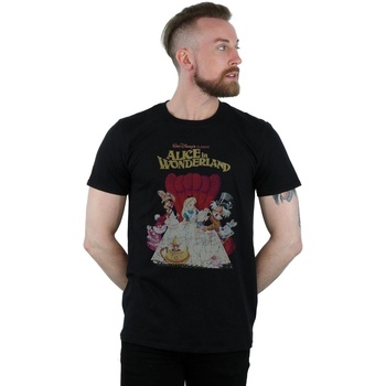 textil Hombre Camisetas manga larga Disney Alice In Wonderland Retro Poster Negro
