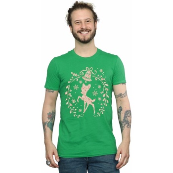 textil Hombre Camisetas manga larga Disney Bambi Christmas Wreath Verde