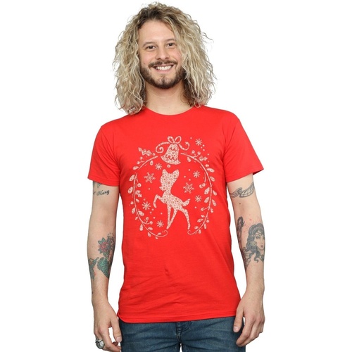 textil Hombre Camisetas manga larga Disney Bambi Christmas Wreath Rojo