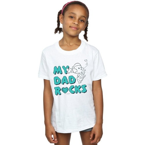 textil Niña Camisetas manga larga The Flintstones Pebbles My Dad Rocks Blanco