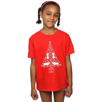 textil Niña Camisetas manga larga Disney Frozen Christmas Tree Rojo