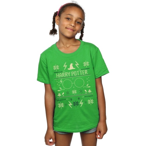 textil Niña Camisetas manga larga Harry Potter Christmas Pattern Verde