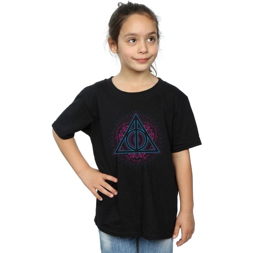 textil Niña Camisetas manga larga Harry Potter Neon Deathly Hallows Negro