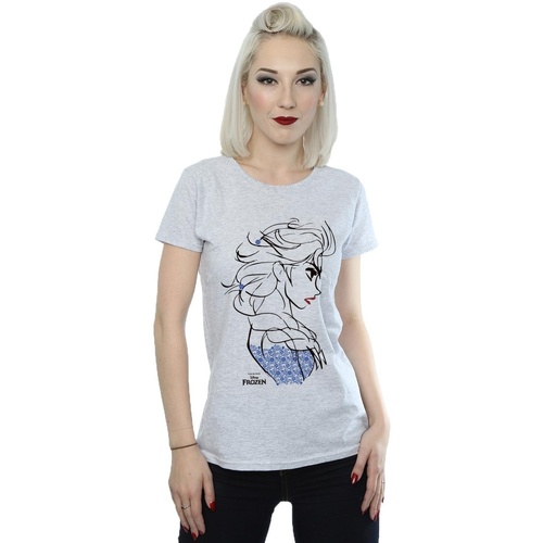 textil Mujer Camisetas manga larga Disney Frozen Elsa Sketch Gris