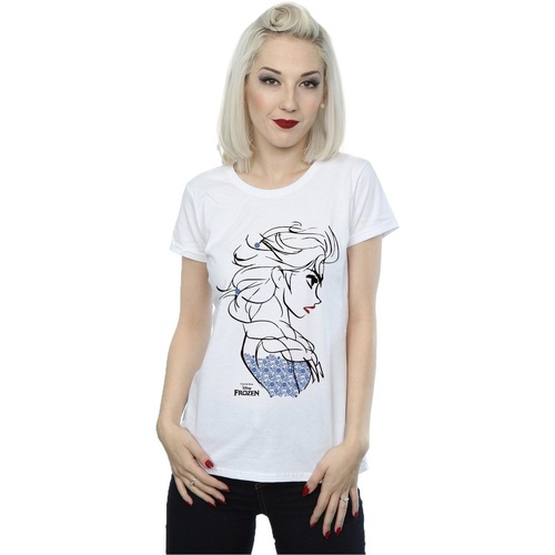 textil Mujer Camisetas manga larga Disney Frozen Elsa Sketch Blanco