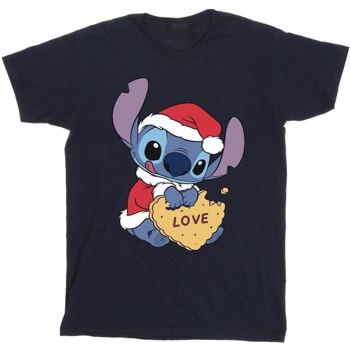 textil Niña Camisetas manga larga Disney Lilo And Stitch Christmas Love Biscuit Azul