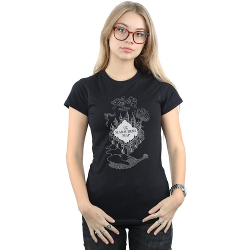 textil Mujer Camisetas manga larga Harry Potter The Marauder's Map Negro