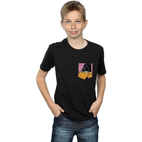 textil Niño Tops y Camisetas Dessins Animés Daffy Duck Face Faux Pocket Negro