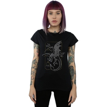 textil Mujer Camisetas manga larga Harry Potter Dragon Line Art Negro