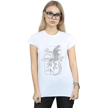 textil Mujer Camisetas manga larga Harry Potter Dragon Line Art Blanco
