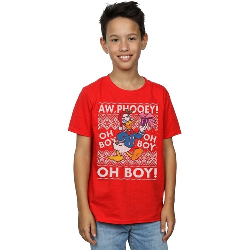textil Niño Camisetas manga corta Disney Donald Duck Christmas Fair Isle Rojo