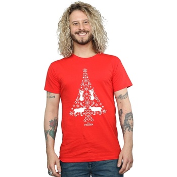 textil Hombre Camisetas manga larga Disney Frozen Christmas Tree Rojo