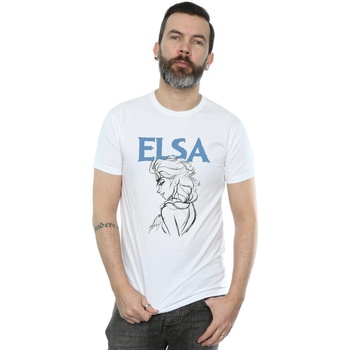 textil Hombre Camisetas manga larga Disney Frozen Elsa Profile Sketch Blanco