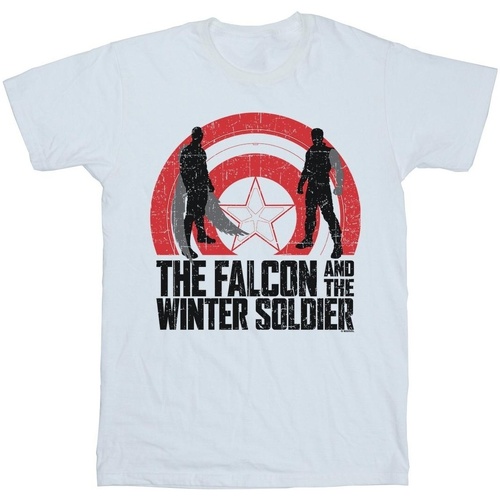 textil Hombre Camisetas manga larga Marvel The Falcon And The Winter Soldier Shield Silhouettes Blanco
