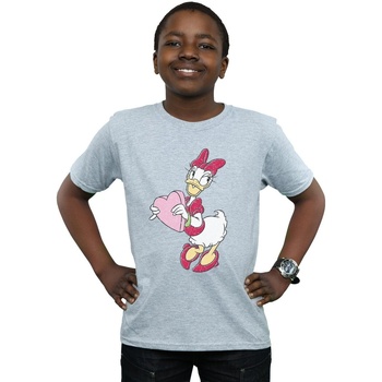 textil Niño Camisetas manga corta Disney Daisy Duck Love Heart Gris