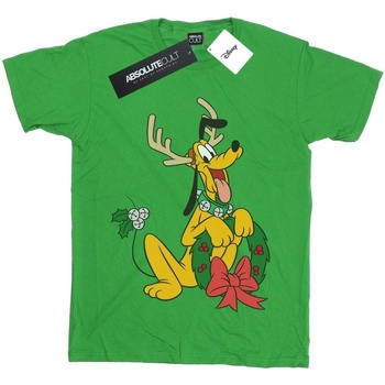 textil Niño Camisetas manga corta Disney Pluto Christmas Reindeer Verde