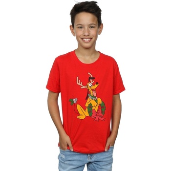textil Niño Camisetas manga corta Disney Pluto Christmas Reindeer Rojo