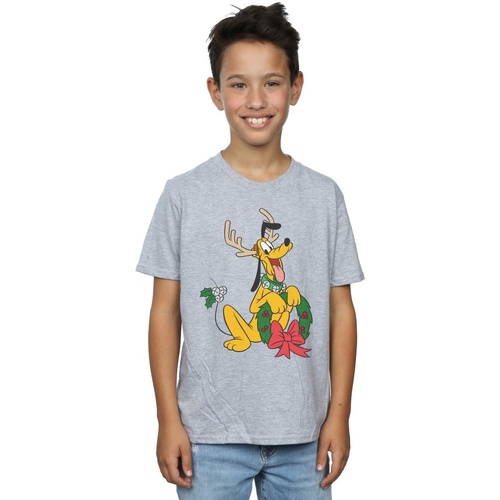 textil Niño Camisetas manga corta Disney Pluto Christmas Reindeer Gris