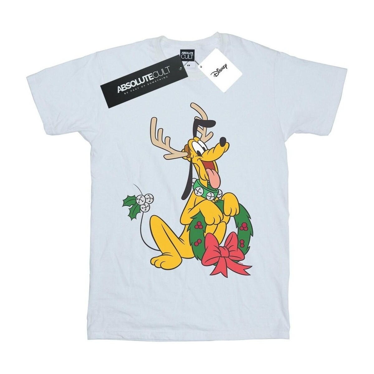 textil Niño Camisetas manga corta Disney Pluto Christmas Reindeer Blanco