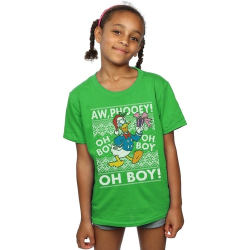 textil Niña Camisetas manga larga Disney Donald Duck Christmas Fair Isle Verde