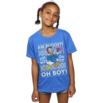 textil Niña Camisetas manga larga Disney Donald Duck Christmas Fair Isle Azul