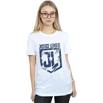 textil Mujer Camisetas manga larga Dc Comics Justice League Movie Indigo Logo Blanco