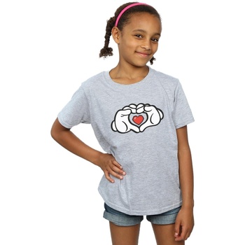 textil Niña Camisetas manga larga Disney Mickey Mouse Heart Hands Gris
