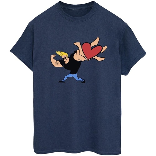 textil Mujer Camisetas manga larga Johnny Bravo Heart Present Azul