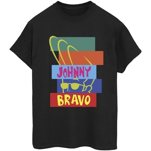 textil Mujer Camisetas manga larga Johnny Bravo Rectangle Pop Art Negro