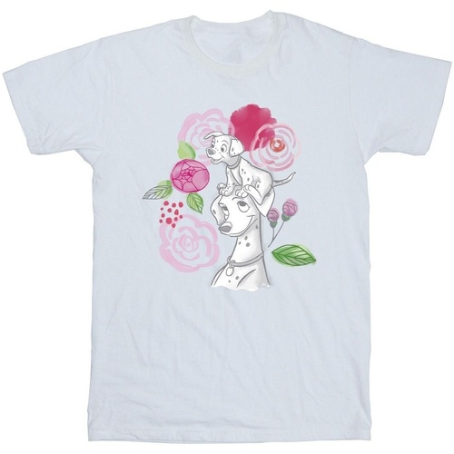 textil Hombre Camisetas manga larga Disney 101 Dalmatians Flowers Blanco