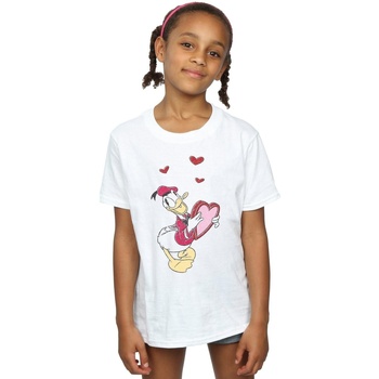 textil Niña Camisetas manga larga Disney Donald Duck Love Heart Blanco