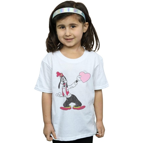 textil Niña Camisetas manga larga Disney Goofy Love Heart Blanco