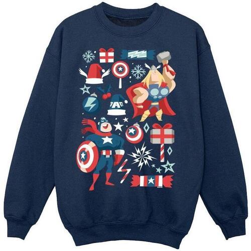 textil Niño Sudaderas Marvel Thor And Captain America Christmas Day Azul