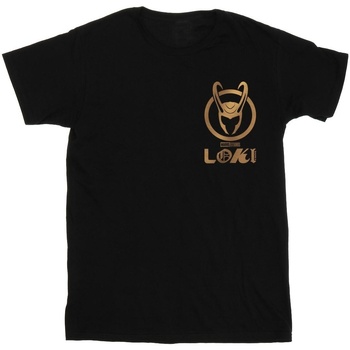 textil Mujer Camisetas manga larga Marvel Loki Horn Logo Faux Pocket Negro