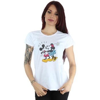textil Mujer Camisetas manga larga Disney Mickey And Minnie Kiss Blanco