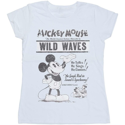 textil Mujer Camisetas manga larga Disney Mickey Mouse Making Waves Blanco