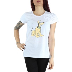 textil Mujer Camisetas manga larga Disney Pluto Sitting Blanco